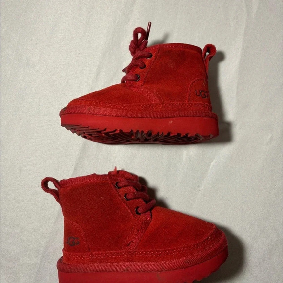 Red UGG Toddler Lace Up Boots Size 6 - Picture 6 of 8